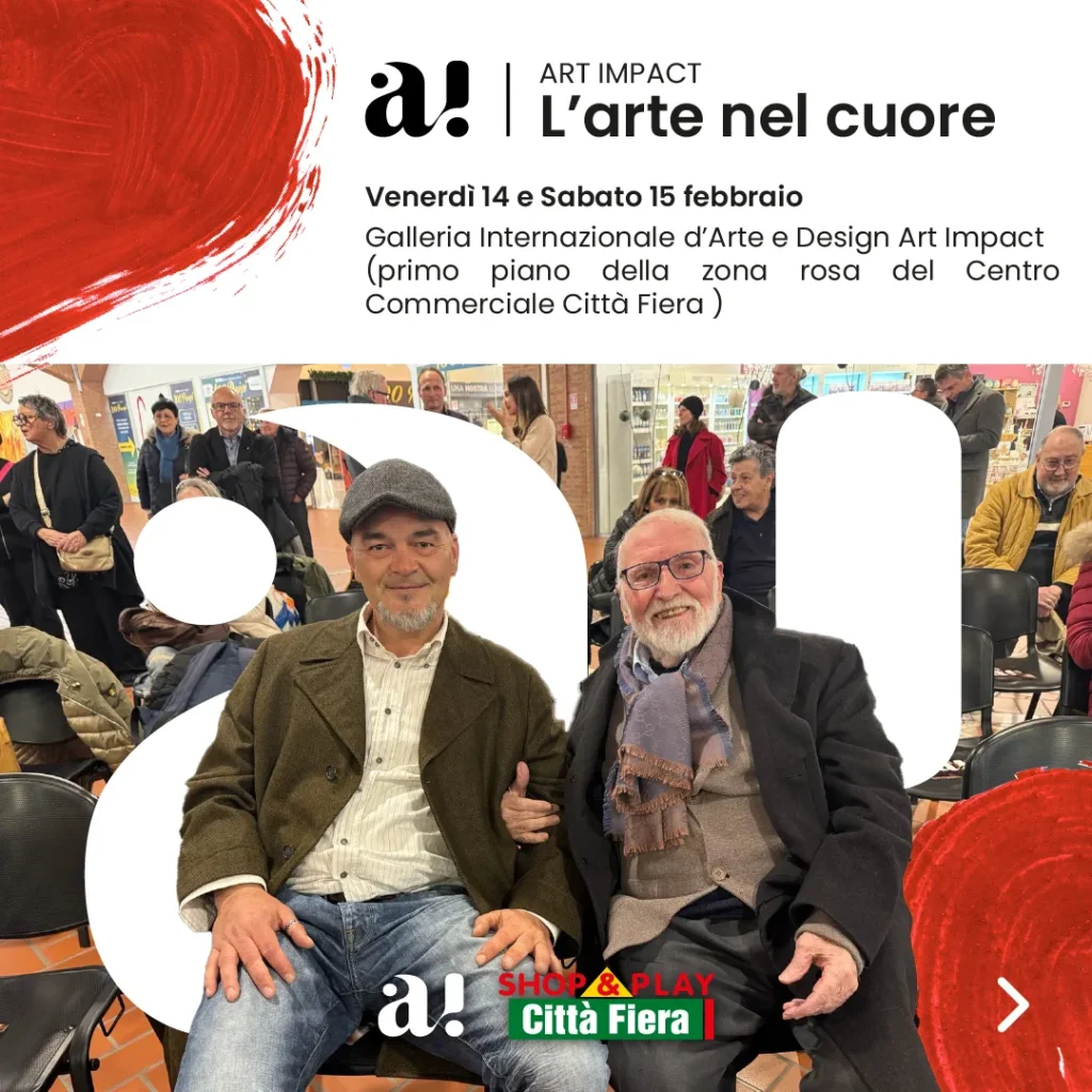 Art Impact - L'Arte nel Cuore 
Venerdì 14 e Sabato 15 Febbraio
Dalle 16:00 alle 18.00 
Centro Commerciale Città Fiera - Primo piano, zona rosa
✨ Un San Valentino all'insegna dell'Arte e dell'Amore! ✨
Vieni a vivere un’esperienza unica: lasciati emozionare dalle performance live di artisti che creeranno opere d’arte ispirate al tema del "Cuore", un tributo speciale all’#Amore! 
Ci sarà sorpresa artistica speciale per gli innamorati!
La web TV Esplora & Ama sarà con noi per catturare ogni momento di questa magica celebrazione.
🌟 Ospite d’onore il Maestro Giorgio Celiberti
🖌️ Venerdì 14 febbraio, dalle 16:00 alle 18:00.
Un’occasione imperdibile per incontrare un grande dell’arte contemporanea.
👉 Non mancare! Vieni a celebrare l’amore in modo unico e indimenticabile!